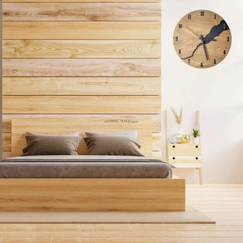 Нов 12-инчов креативен пукащ указател прост дървен стенен часовник модерен стенен часовник за декорация на дома тих стенен фон