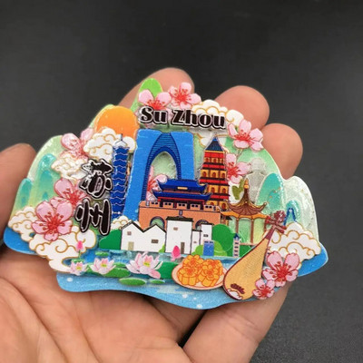Kinijos kelionių šaldytuvo magnetas Pekino, Šanchajaus, Čengdu, Nankino, Changsha Lijiang kultūrinio turizmo magnetų suvenyras