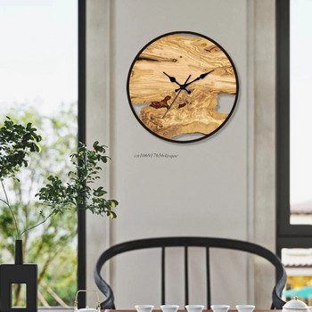 Нов 12-инчов скандинавски прост акрилен стенен часовник с щампа на дървесни зърна, моден безшумен часовник, декоративен стенен часовник за хол