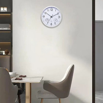 Външен часовник Декоративен кръгъл часовник с термометър и влажност Големи стенни часовници Водоустойчив Елегантен ретро безшумен часовник