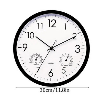 Външен часовник Декоративен кръгъл часовник с термометър и влажност Големи стенни часовници Водоустойчив Елегантен ретро безшумен часовник