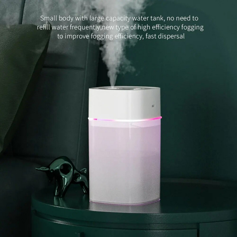 Mini ovlaživač zraka od 400 ml s noćnim svjetlom, difuzorom eteričnog ulja, USB aparatom za stvaranje magle, osvježivač zraka za spavaću sobu, ured