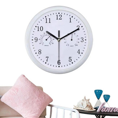 Vanjski satovi Vodootporni vanjski zidni sat s higrometrom 10 inča, tihi, okrugli, na baterije, lak za čitanje, ukrasni