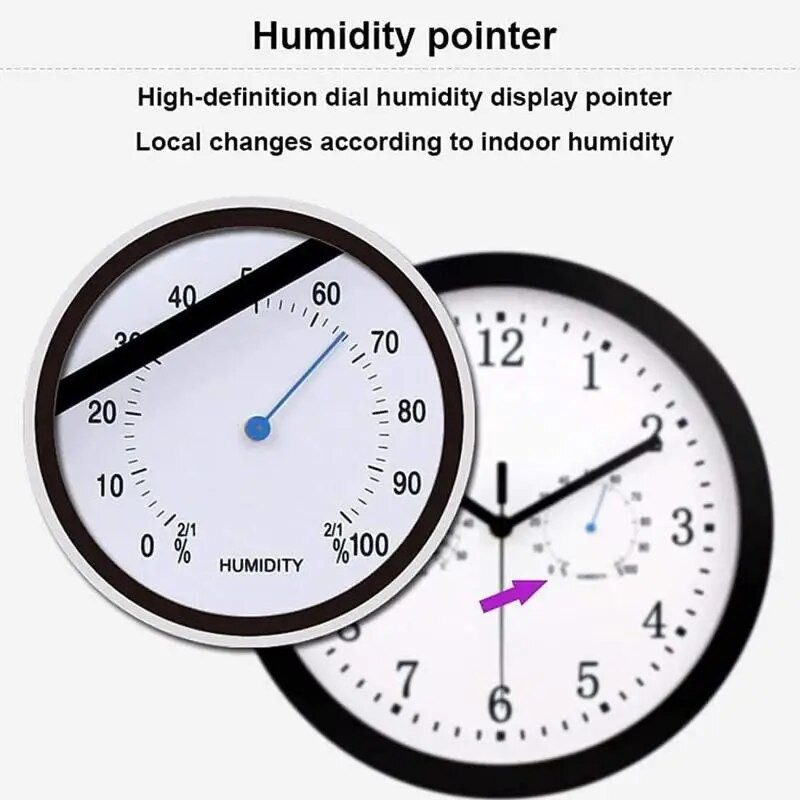 Vanjski satovi Vodootporni vanjski zidni sat s higrometrom 10 inča, tihi, okrugli, na baterije, lak za čitanje, ukrasni