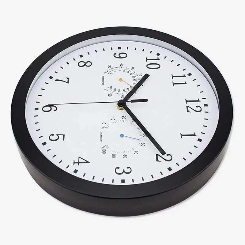 Vanjski satovi Vodootporni vanjski zidni sat s higrometrom 10 inča, tihi, okrugli, na baterije, lak za čitanje, ukrasni