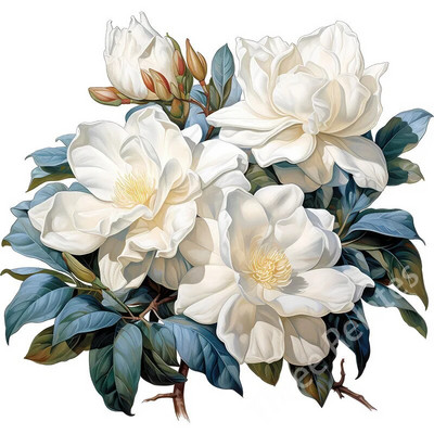 Three Ratels QCF303 Gražios Magnolia grandiflora L. puokštės namų dekoro sienų lipdukas