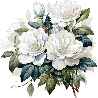 Three Ratels QCF303 Gražios Magnolia grandiflora L. puokštės namų dekoro sienų lipdukas