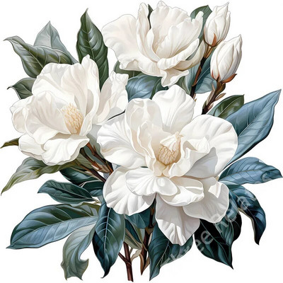 Three Ratels QCF303 Gražios Magnolia grandiflora L. puokštės namų dekoro sienų lipdukas