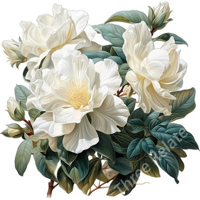 Three Ratels QCF303 Gražios Magnolia grandiflora L. puokštės namų dekoro sienų lipdukas