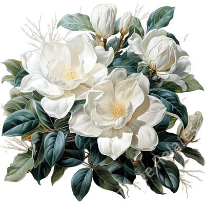 Three Ratels QCF303 Gražios Magnolia grandiflora L. puokštės namų dekoro sienų lipdukas