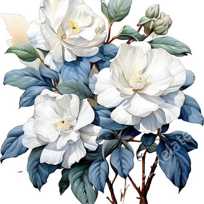 Three Ratels QCF303 Gražios Magnolia grandiflora L. puokštės namų dekoro sienų lipdukas