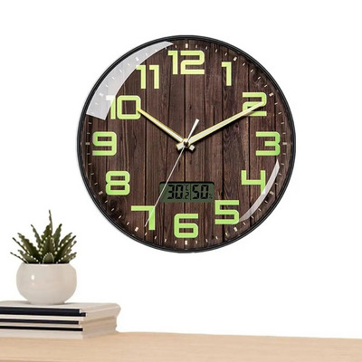 Zidni sat na baterije bez otkucavanja Kuhinjski sat na baterije 12-inčni LCD zaslon Srebrni zidni sat s temperaturom i vlagom