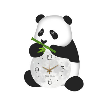 Прекрасен стенен часовник във формата на панда Безшумна детска спалня Всекидневна Карикатура Животински орнамент Офис Домашен декор Подаръци за семейството