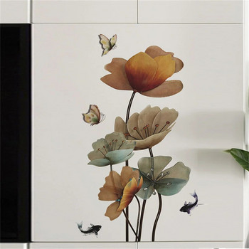 Αυτοκόλλητο τοίχου Πεταλούδα Μοτίβο λουλουδιών Αυτοκόλλητα τοίχου Ταπετσαρία για Σαλόνι Υπνοδωμάτιο Μπάνιο Διακόσμηση σπιτιού Beautify