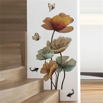 Αυτοκόλλητο τοίχου Πεταλούδα Μοτίβο λουλουδιών Αυτοκόλλητα τοίχου Ταπετσαρία για Σαλόνι Υπνοδωμάτιο Μπάνιο Διακόσμηση σπιτιού Beautify