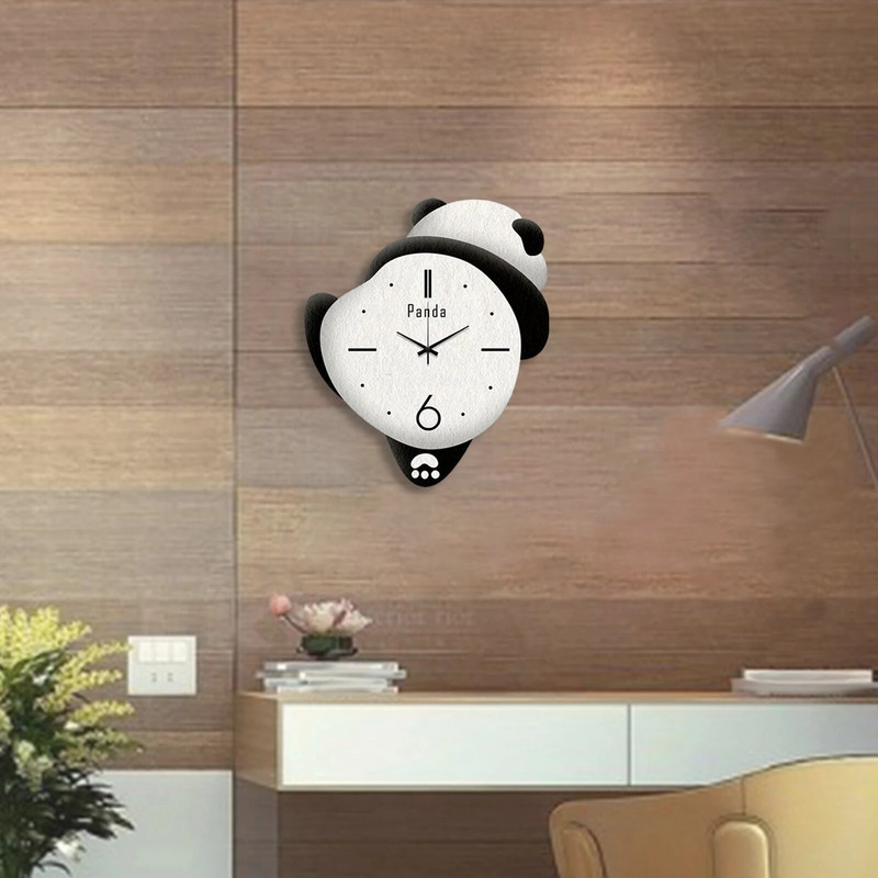 Panda Decor Tylus sieninis laikrodis Dekoratyvinis laikrodis Žavingas Baterija valdomas kambarys Nutildytas mada Virtuvė Sieniniai laikrodžiai Šlavimo judesys