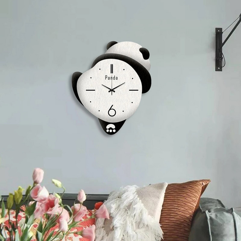 Panda Decor Tylus sieninis laikrodis Dekoratyvinis laikrodis Žavingas Baterija valdomas kambarys Nutildytas mada Virtuvė Sieniniai laikrodžiai Šlavimo judesys
