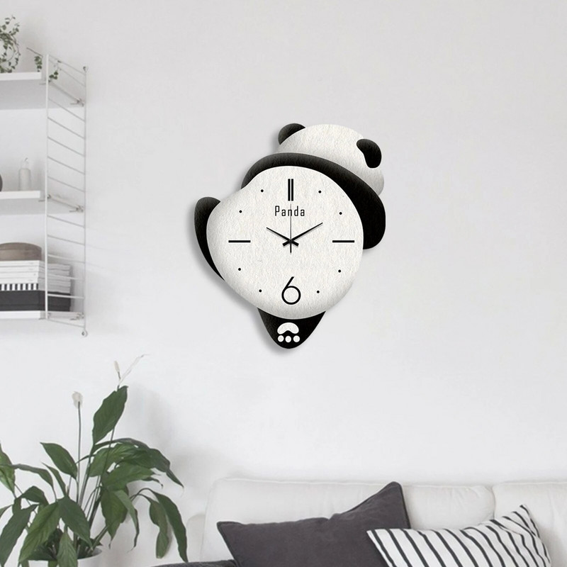 Panda Decor Tylus sieninis laikrodis Dekoratyvinis laikrodis Žavingas Baterija valdomas kambarys Nutildytas mada Virtuvė Sieniniai laikrodžiai Šlavimo judesys