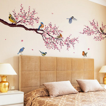 Σειρά Green Plants and Flowers Bird Decoration Room, σαλόνι, κρεβατοκάμαρα, αυτοκόλλητα και αφαιρούμενα αυτοκόλλητα τοίχου