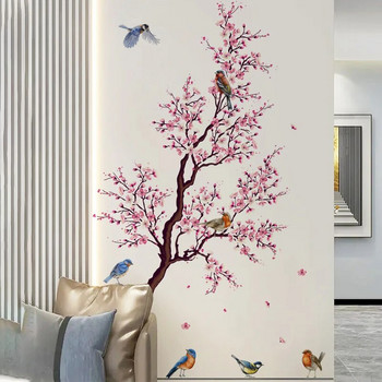 Σειρά Green Plants and Flowers Bird Decoration Room, σαλόνι, κρεβατοκάμαρα, αυτοκόλλητα και αφαιρούμενα αυτοκόλλητα τοίχου