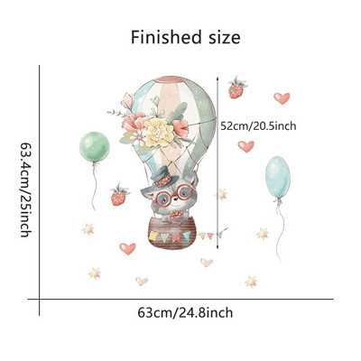 Čaša sa crtanim životinjama Balon na vrući zrak Zidne naljepnice za dječju sobu Dekoracija dječje sobe Uklonjiva PVC naljepnica Kupaonski prozor Uradi sam Mural