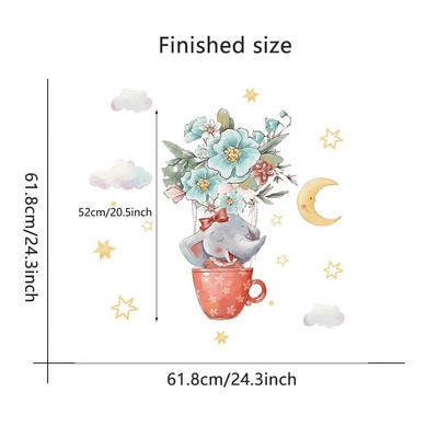 Čaša sa crtanim životinjama Balon na vrući zrak Zidne naljepnice za dječju sobu Dekoracija dječje sobe Uklonjiva PVC naljepnica Kupaonski prozor Uradi sam Mural