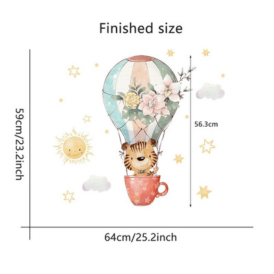 Čaša sa crtanim životinjama Balon na vrući zrak Zidne naljepnice za dječju sobu Dekoracija dječje sobe Uklonjiva PVC naljepnica Kupaonski prozor Uradi sam Mural
