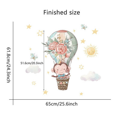 Čaša sa crtanim životinjama Balon na vrući zrak Zidne naljepnice za dječju sobu Dekoracija dječje sobe Uklonjiva PVC naljepnica Kupaonski prozor Uradi sam Mural