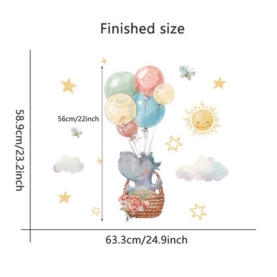 Čaša sa crtanim životinjama Balon na vrući zrak Zidne naljepnice za dječju sobu Dekoracija dječje sobe Uklonjiva PVC naljepnica Kupaonski prozor Uradi sam Mural