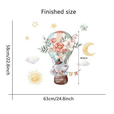 Čaša sa crtanim životinjama Balon na vrući zrak Zidne naljepnice za dječju sobu Dekoracija dječje sobe Uklonjiva PVC naljepnica Kupaonski prozor Uradi sam Mural