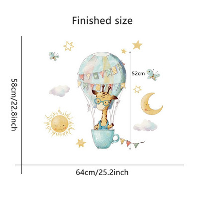 Čaša sa crtanim životinjama Balon na vrući zrak Zidne naljepnice za dječju sobu Dekoracija dječje sobe Uklonjiva PVC naljepnica Kupaonski prozor Uradi sam Mural