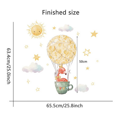 Čaša sa crtanim životinjama Balon na vrući zrak Zidne naljepnice za dječju sobu Dekoracija dječje sobe Uklonjiva PVC naljepnica Kupaonski prozor Uradi sam Mural