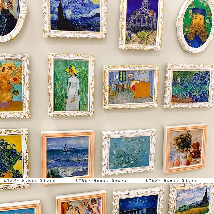 Pictură de renume mondial Magneți pentru frigider Cer înstelat Floarea-soarelui cu cadru Autocolant pentru frigider Bucătărie Decorarea casei Cadouri