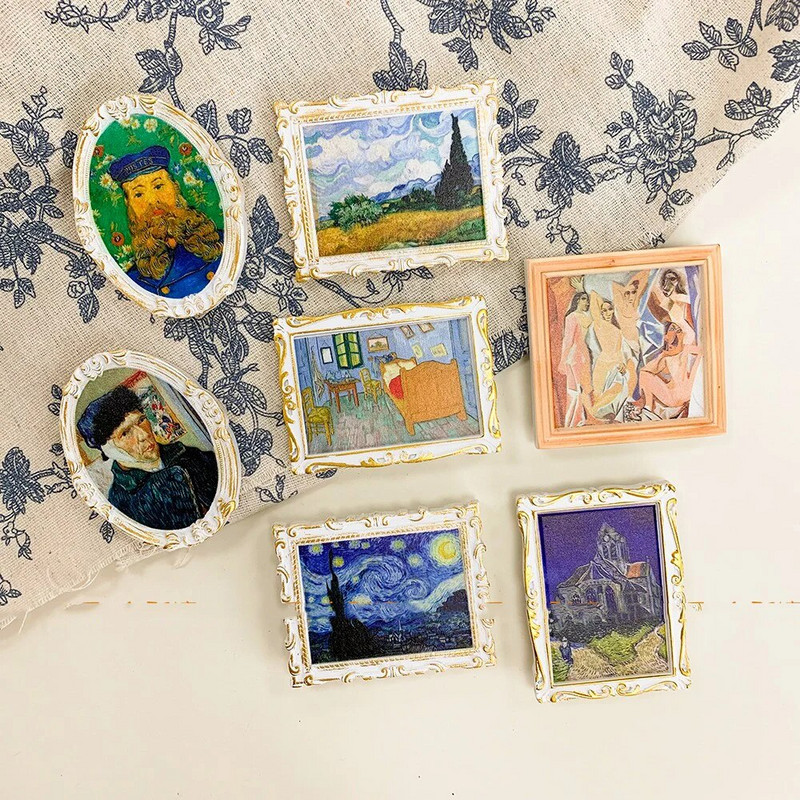 Pictură de renume mondial Magneți pentru frigider Cer înstelat Floarea-soarelui cu cadru Autocolant pentru frigider Bucătărie Decorarea casei Cadouri