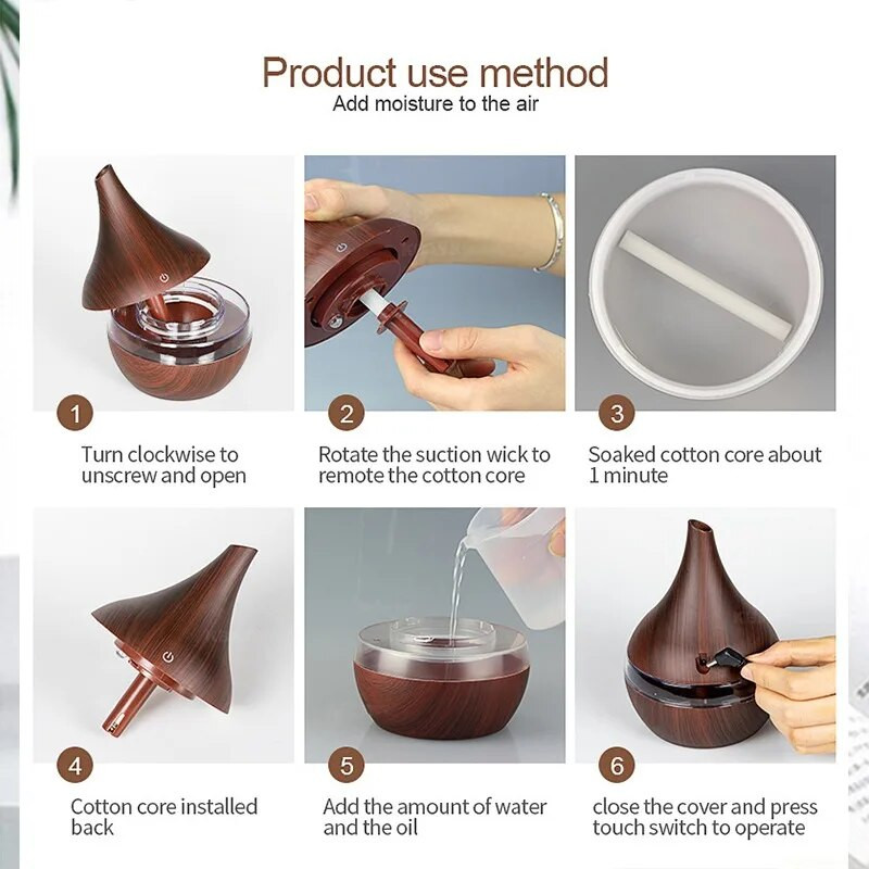 Cool Mist Difuzor eteričnog ulja Ovlaživač Električna aromatična oaza Difuzor arome za kućni ured Prijenosni difuzor arome za sobu