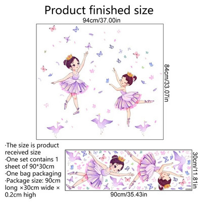 Hercegnő és Hattyú falmatricák gyerekszobákhoz lányok aranyos balett táncos virág pillangó tapéta óvoda babaszoba dekoráció