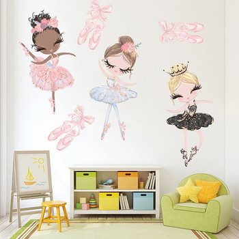 Αυτοκόλλητα τοίχου χορεύτρια μπαλέτου για παιδικά δωμάτια Καρτούν κορίτσι αυτοκόλλητα τοίχου Διακόσμηση σαλονιού Υπνοδωμάτιο με φόντο διακόσμηση τοίχου