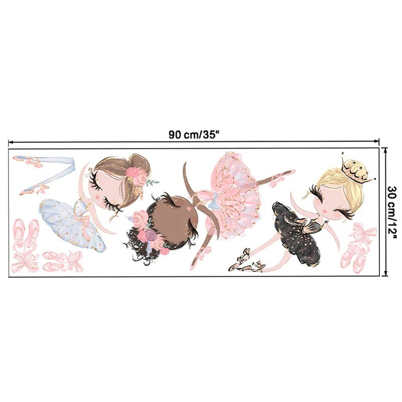 Balett-táncos falimatricák gyerekszobákhoz Rajzfilm lány falimatricák dekoráció nappali hálószoba háttér fali dekoráció