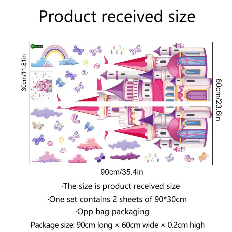 Vaivorykštės debesies pasaka Princesės pilies sienų lipdukai vaikų kambario namų dekoravimui mergaičių princesės miegamojo meno dekoratyviniai lipdukai