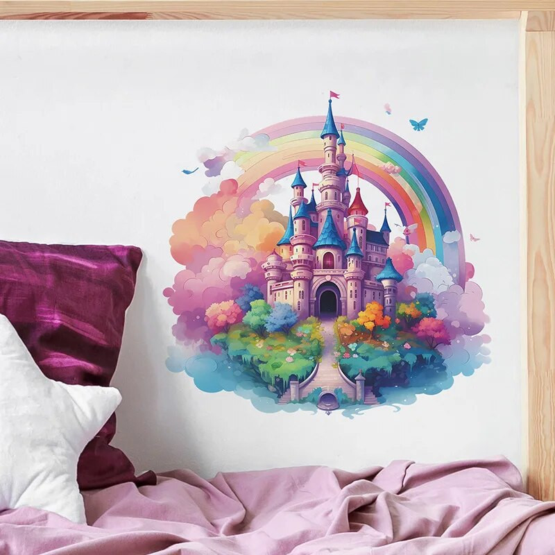 Cartoon Dream Rainbow Castle Zidna naljepnica Dječja spavaća soba Dekoracija doma Naljepnice za zidne naljepnice Samoljepljive