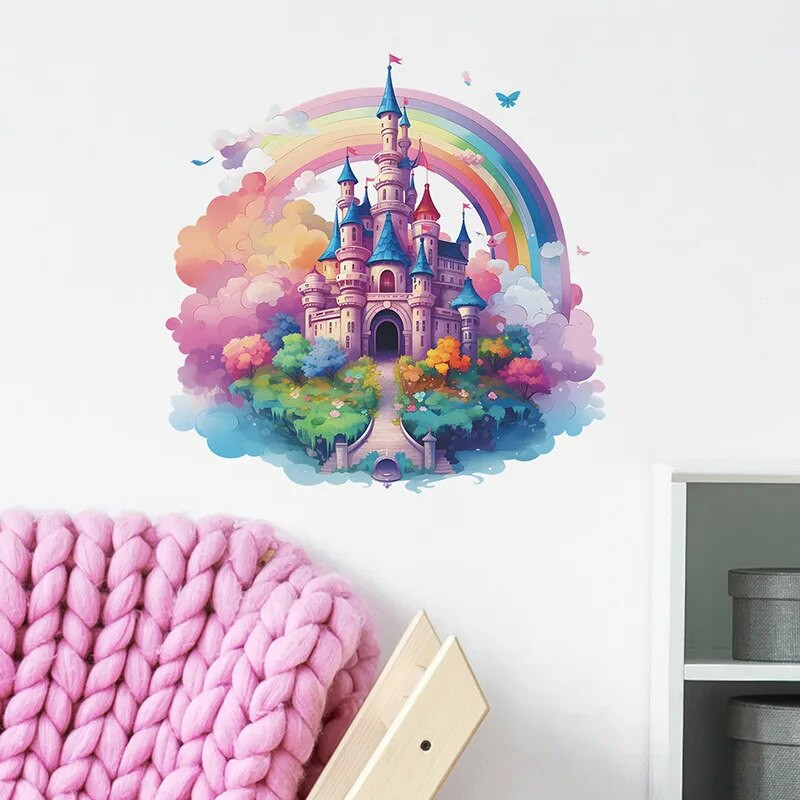 Cartoon Dream Rainbow Castle Zidna naljepnica Dječja spavaća soba Dekoracija doma Naljepnice za zidne naljepnice Samoljepljive