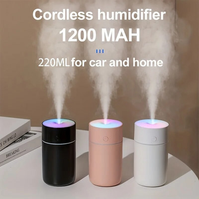 Hordozható 1200mAh vezeték nélküli LED lámpa mini h2o Spray Mist párásító Aroma Essential Oil Diffúzor Autó usb légpárásító