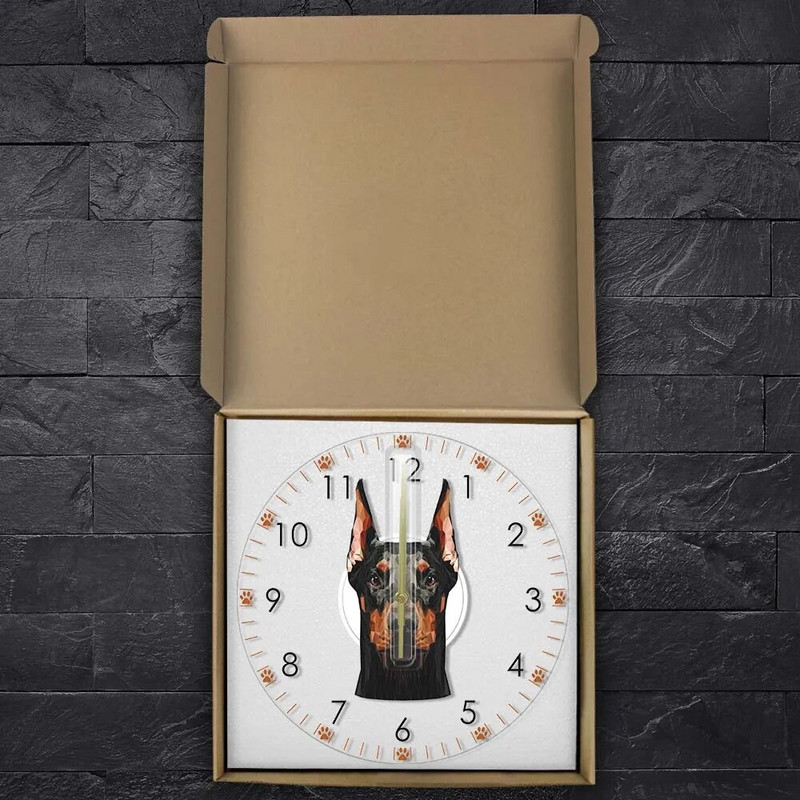 Dobermano pinčerio galvos sieninis laikrodis Dobermano portretas tylus, netikęs sieninis laikrodis Namų dekoras šuniukas šuo šuo naminių gyvūnėlių veislės dovana