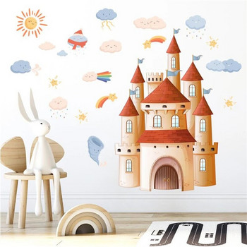 Αυτοκόλλητα τοίχου Cartoon Castle For Kids Room Υπνοδωμάτιο Διακόσμηση τοίχου Princess Room Αυτοκόλλητο Διακόσμηση νηπιαγωγείου