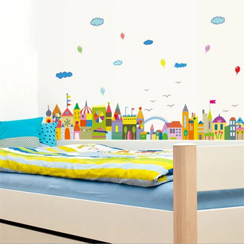 Стикери за стена с анимационен замък за детска стая Декорация на стена за спалня Принцеса Стая Стикер Декорация на детска градина