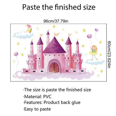 Crtani dvorac Zidne naljepnice za dječju sobu Spavaća soba Dekoracija zida Princess soba Naljepnica Dekoracija vrtića