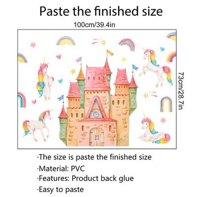 Crtani dvorac Zidne naljepnice za dječju sobu Spavaća soba Dekoracija zida Princess soba Naljepnica Dekoracija vrtića