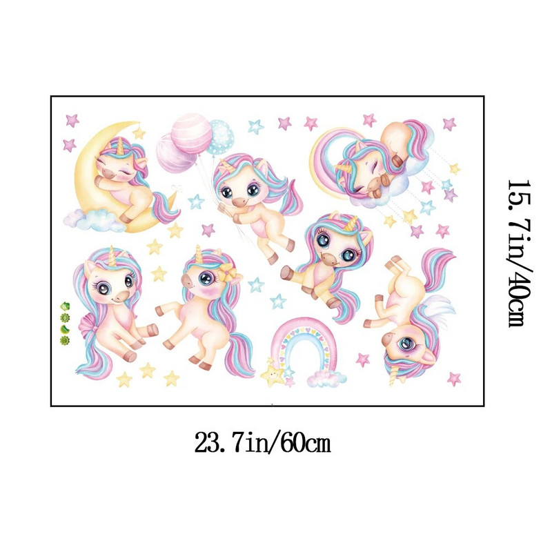 Aranyos rózsaszín póni nyúl szerelmes léggömb fali matricák törött falú poszter fali művészet autómatrica gyerekszoba dekoráció, falfestmények