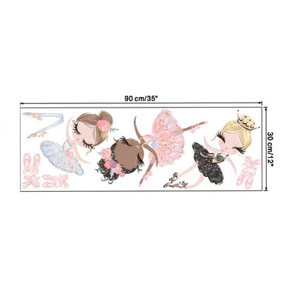 Kawaii Ballet Dace Girl seinakunsti kleebis elutoa tüdrukute magamistoa kaunistamiseks Isekleepuv tapeet Beebi kodukaunistus