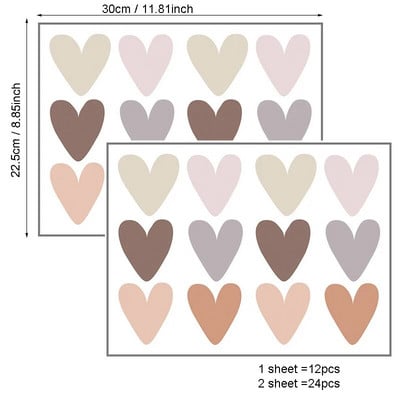 Zidna naljepnica u obliku srca od 24 komada za dječju sobu Dječji dječak Dječja djevojčica Dekoracija sobe Zidne naljepnice Dnevni boravak Spavaća soba Dekorativne naljepnice